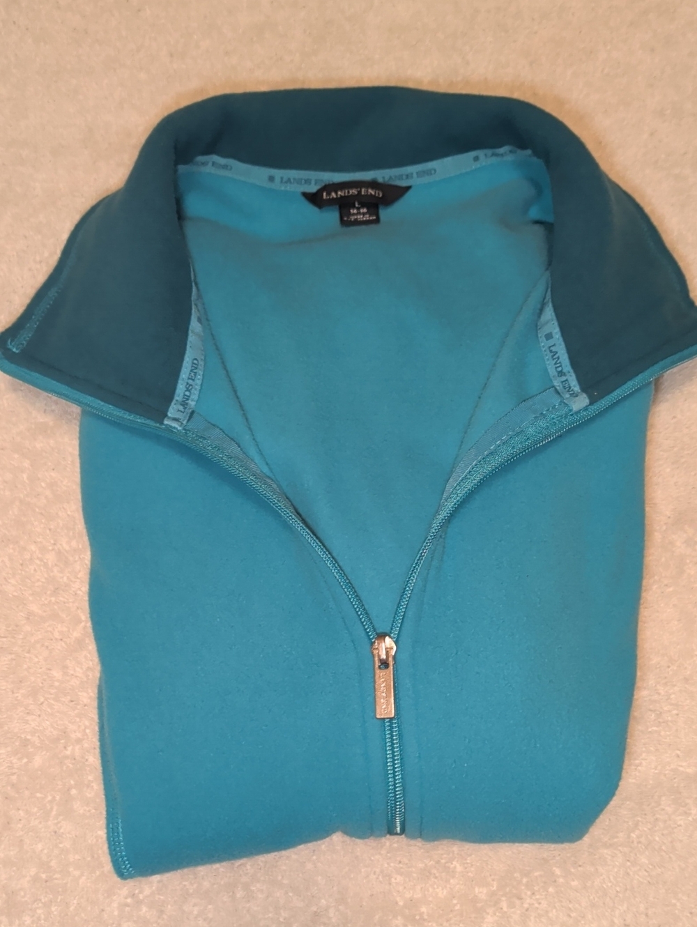 Lands' End Women’s Teal Full‑Zip Teddy Jacket